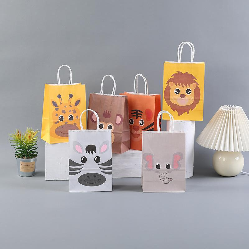 

PAPER BAG GOODIE BAG TAS KADO HAMPERS HADIAH PESTA ULANG TAHUN MOTIF ANIMAL GAJAH SINGA ZEBRA JERAPAH MONYET