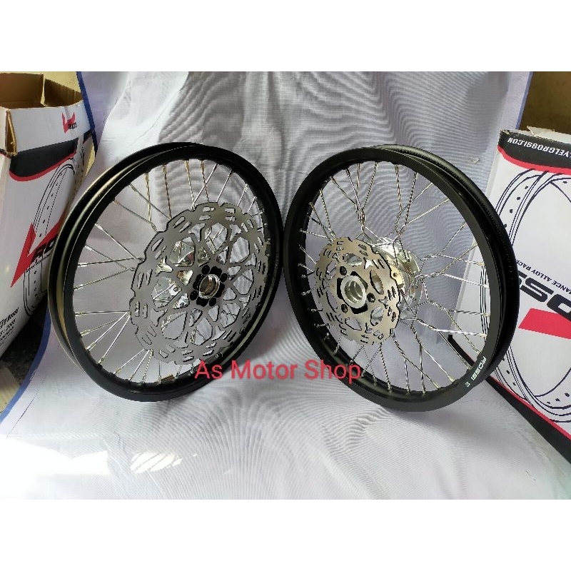 Sepaket velg set rossi 140 - 160 ring 17 tromol set plus piringan satria fu150 setel pelintir
