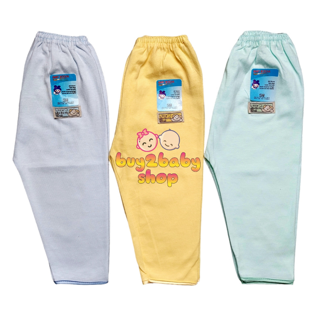 3 PCS Celana Panjang Bayi Little Boboho bahan katun premium halus dan lembut usia 0-6 bulan Isi 1-3 PCS