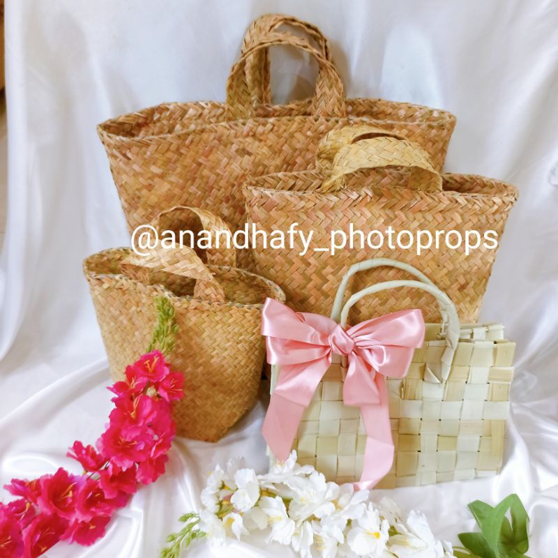 TAS KERANJANG ANYAMAN PARCEL LEBARAN HAMPERS HARI RAYA  PURUN KERANJANG TAS BAMBU HAMPERS WADAH SNAC