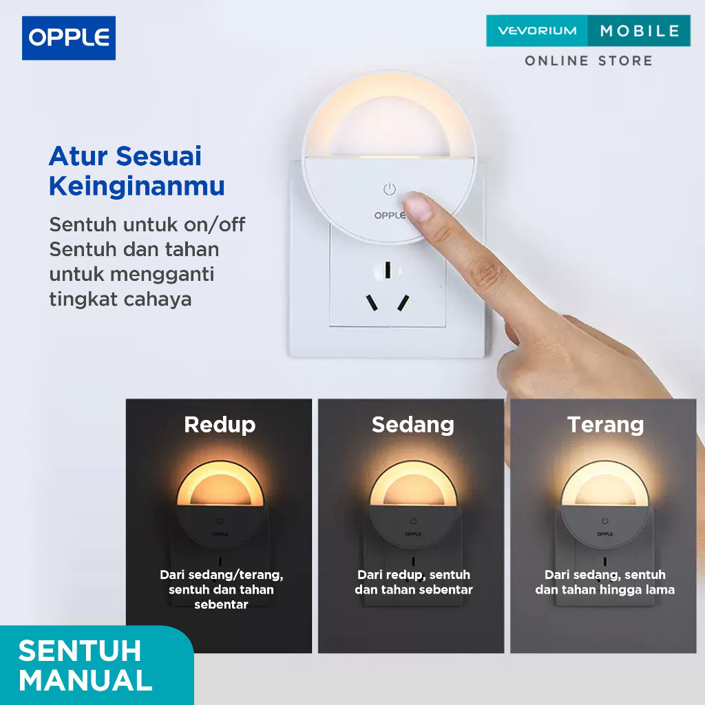 OPPLE Night Light Lampu Tidur LED Sensor Cahaya Anak Bayi Plug-in Remote Otomatis Automatis Dinding Dekorasi Kamar Tangga Koridor Dapur