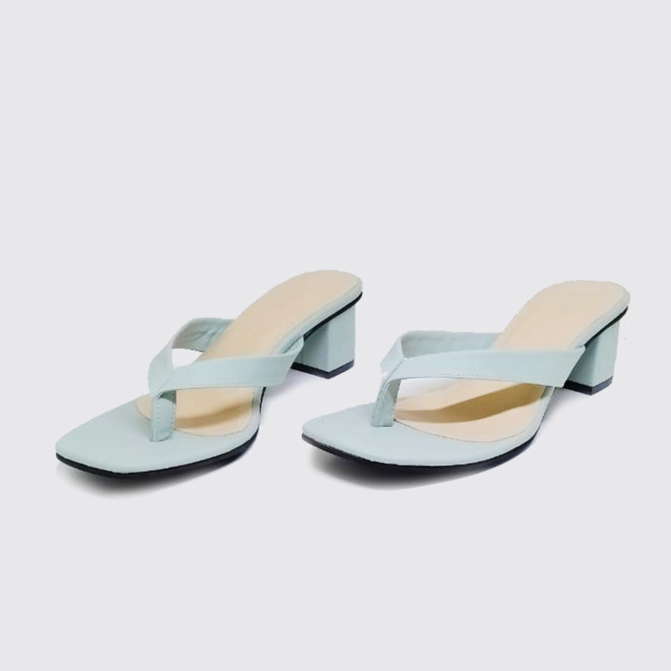 Flip Flop Green Mint - Sandal Heels Wanita (Ukuran Besar Kaki Jumbo) Jepit Heel Capit Cantik Unik