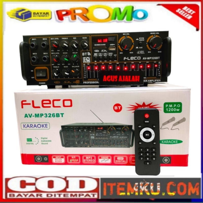 ✅COD Audio power ampli 2000 watt amplifier  /// 326bt amplifier bluetooth +radio fm jek mik 4 -remot