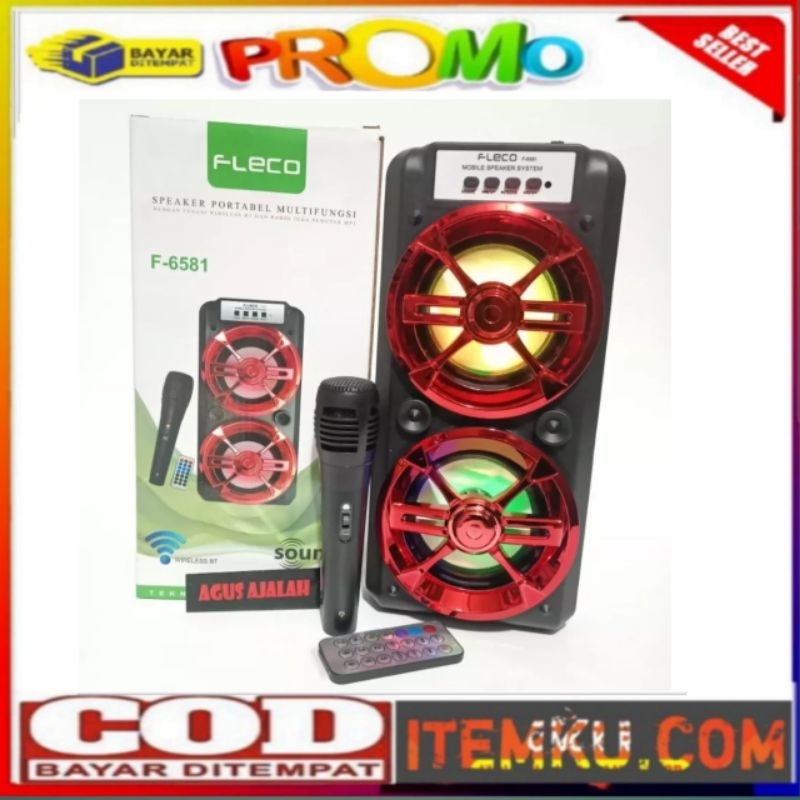 ✅Cod speaker fleco f6581 free mic karaoke radio fm usb mp3 #salon aktif bluetooth #speaker meeting b