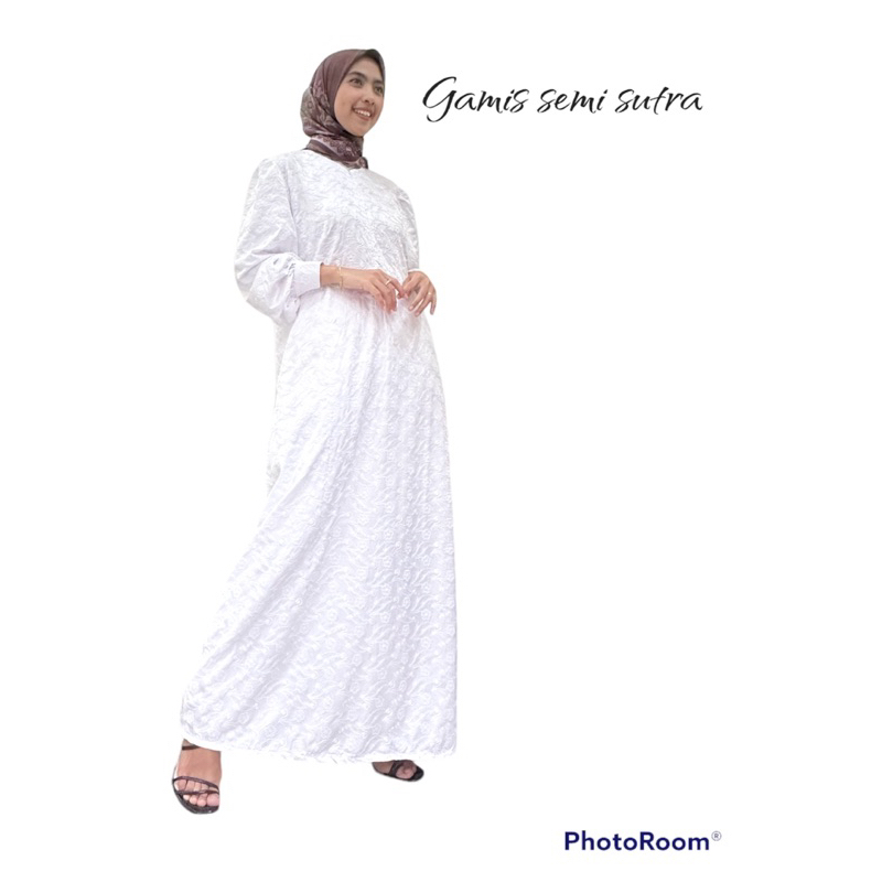 GAMIS SEMI SUTRA/GAMIS PUTIH WANITA/GAMIS PUTIH