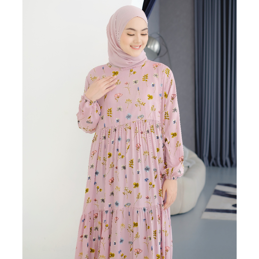 Gamis Busui Friendly Bukaan Samping Kanan Kiri Layer | Long Dress Baju Panjang Menyusui Lebaran Helopopy
