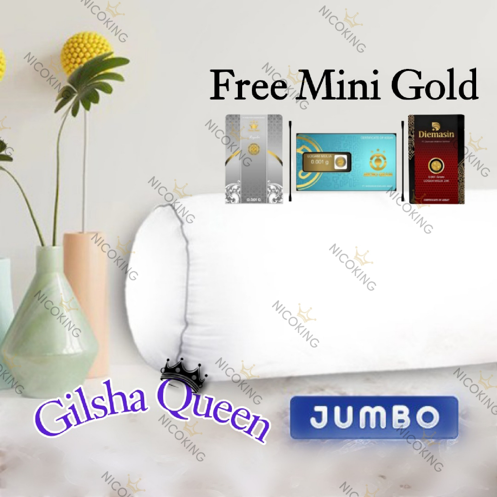 Gilsha Queen Bantal Bulu Angsa sintetis (Buatan) atau Silikon Exlusive Luxury Premium Besar Empuk Lembut Tebal Mewah