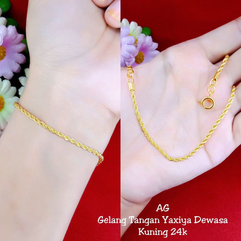 gelang tambang lapis emas 24k