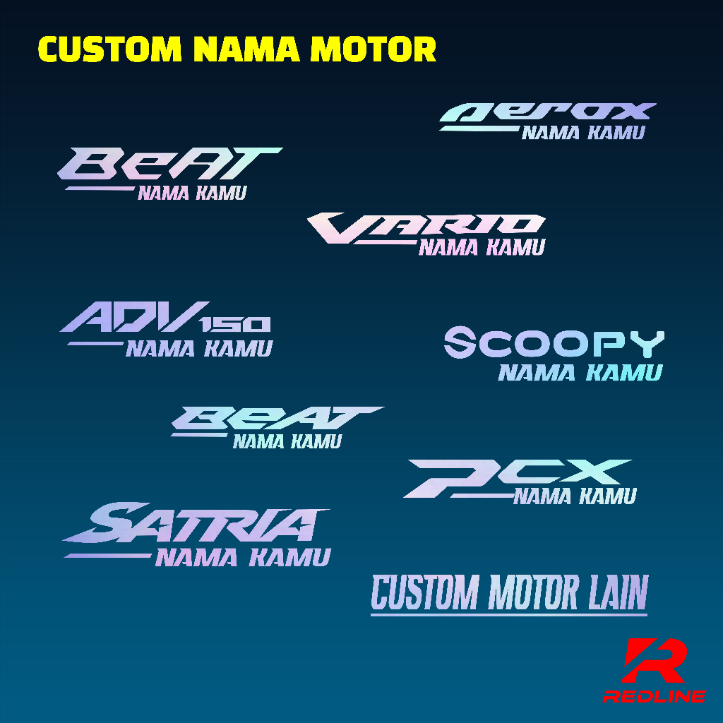 Stiker Custom Nama Motor Vario Beat Aerox Scoopy