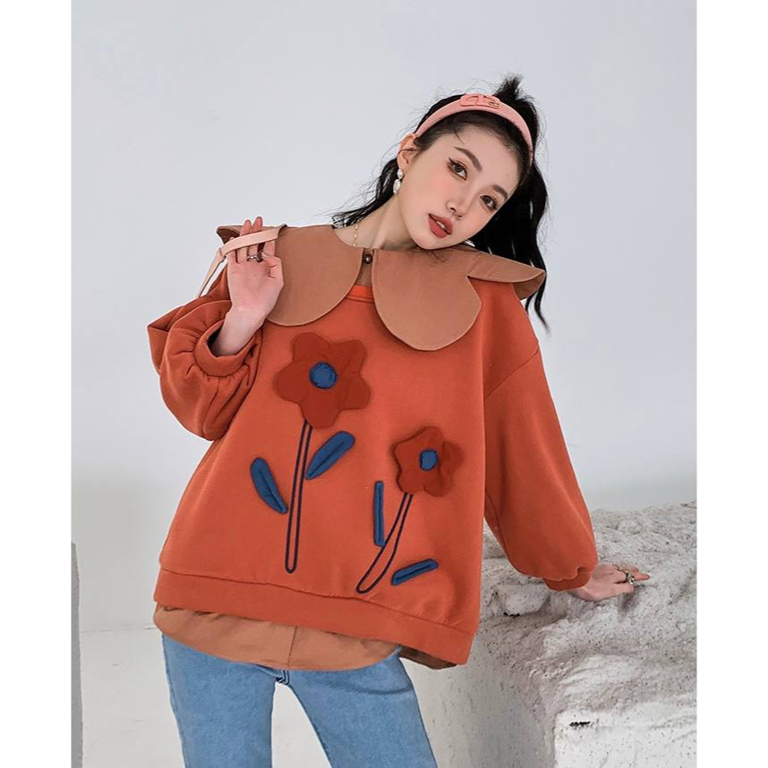 Zalina Orange Blouse Baju Atasan Wanita
