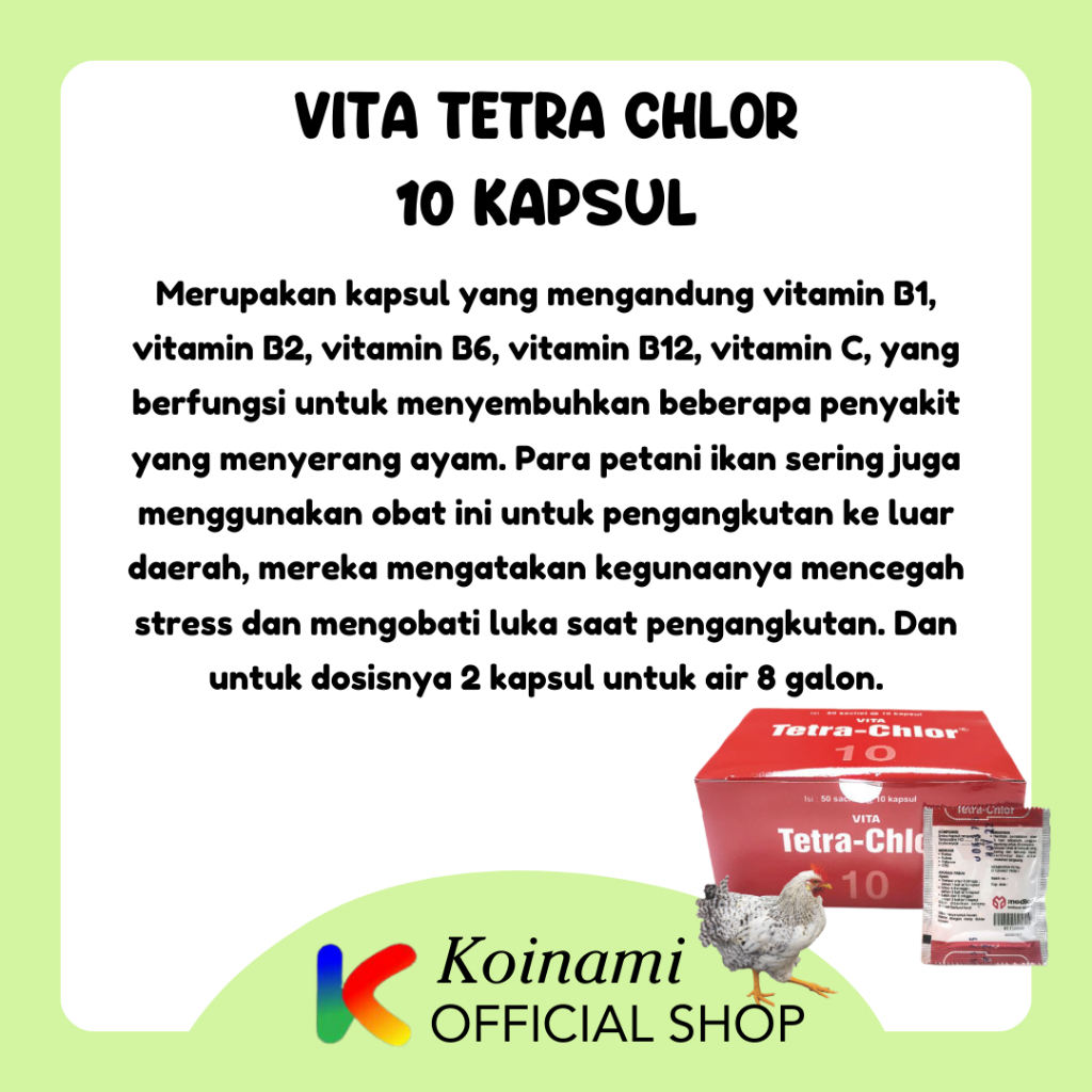 VITA TETRA CHLOR 10 KAPSUL / antibiotik Multivitamin Mineral / obat Ayam / MEDION