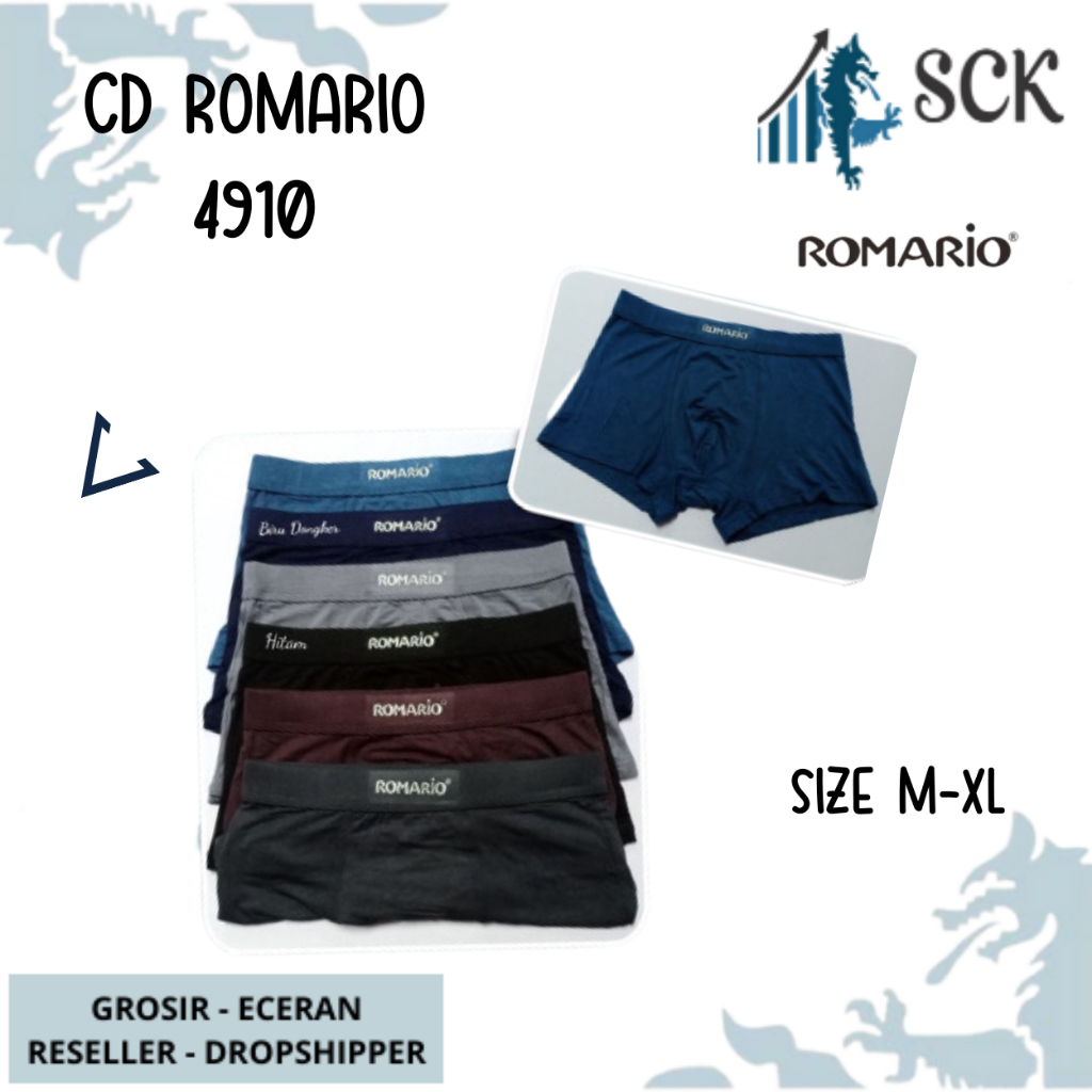 [ISI 3] CD Pria ROMARIO 4910 Model BOXER Bahan Katun Premium / Celana Dalam Pria Boxer model Sporty katun SIZE M L XL - sckmenwear GROSIR