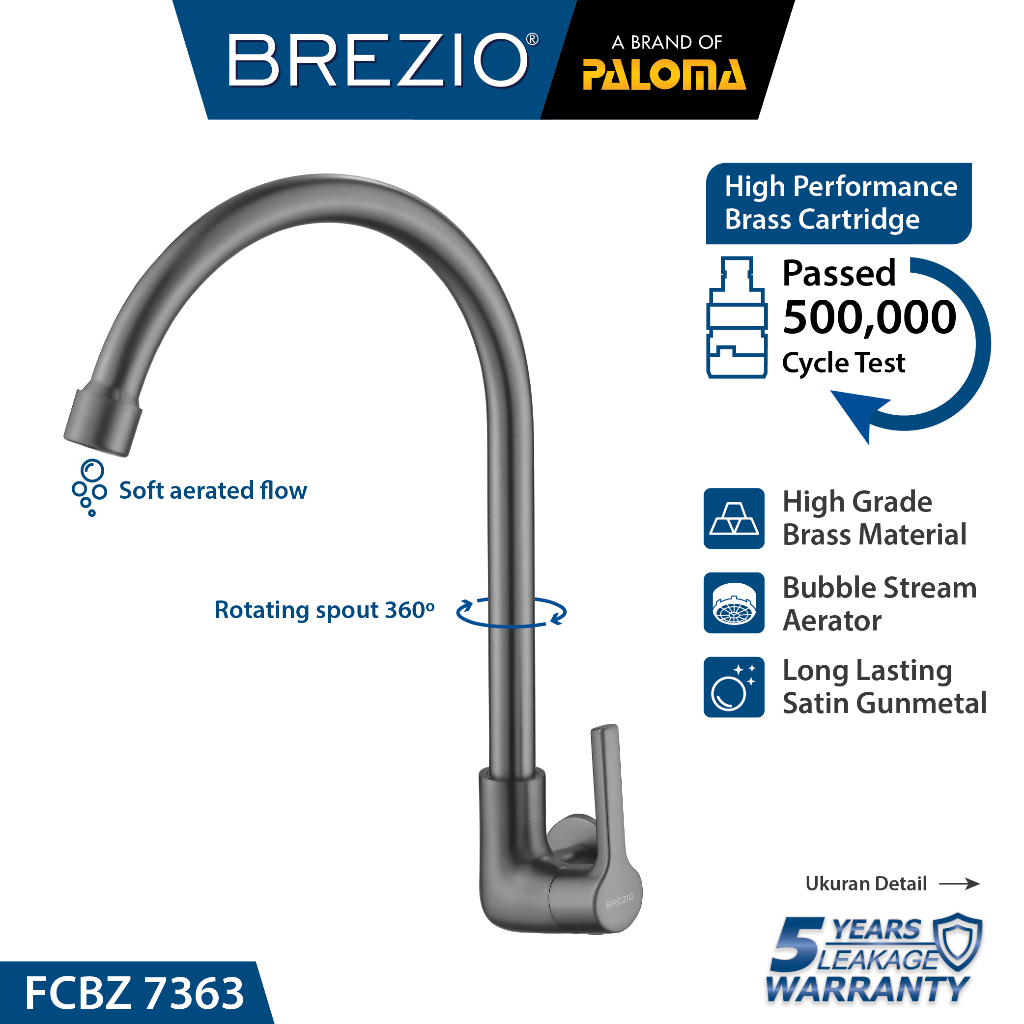 BREZIO FCBZ 7363 Keran Sink Angsa Cuci Piring Dapur Tembok Kran Air
