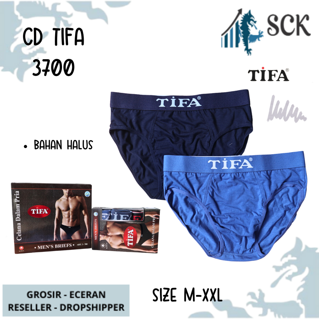[ISI 3] CD Pria TIFA 3700 Bahan Katun Premium / Celana Dalam Pria Katun TIFA 3-700 Premium - model Sporty katun SIZE M L XL XXL - sckmenwear GROSIR