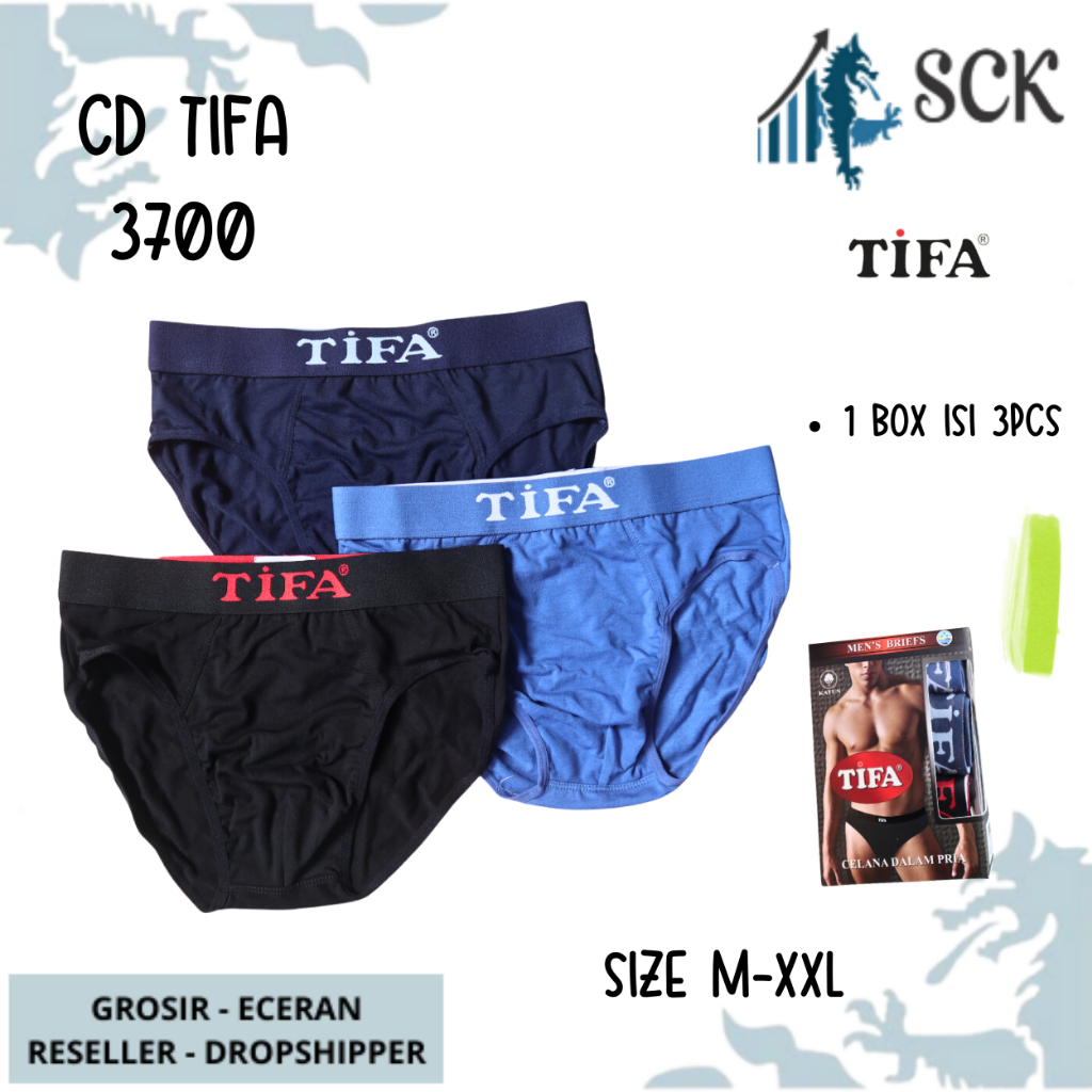 [ISI 3] CD Pria TIFA 3700 Bahan Katun Premium / Celana Dalam Pria Katun TIFA 3-700 Premium - model Sporty katun SIZE M L XL XXL - sckmenwear GROSIR