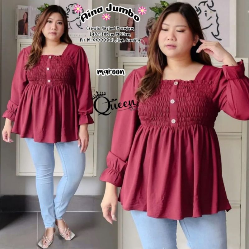 BAJU ATASAN WANITA JUMBO BIG SIZE OVERSIZE XXL LD 90 92 100 110 120 130 140 150 160 170 180 TERMURAH