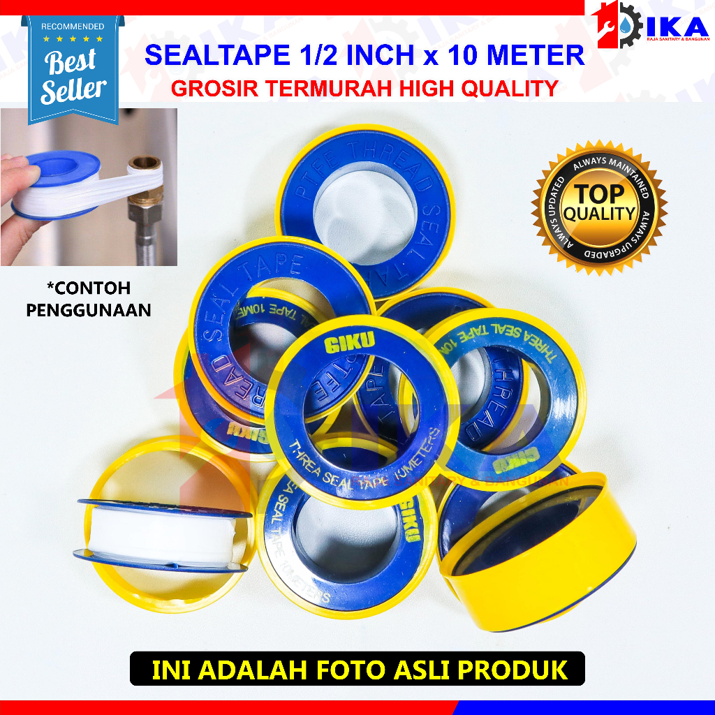 (HARGA PER SLOP) Seal Tape 1/2&quot; 12mm x 10m Penutup Kran Bocor / Seal Tape siltip selotip isolatip Sealtape TBA kran pipa 12 mm X 10 m HIGH QUALITY termurah isolasi tebal original
