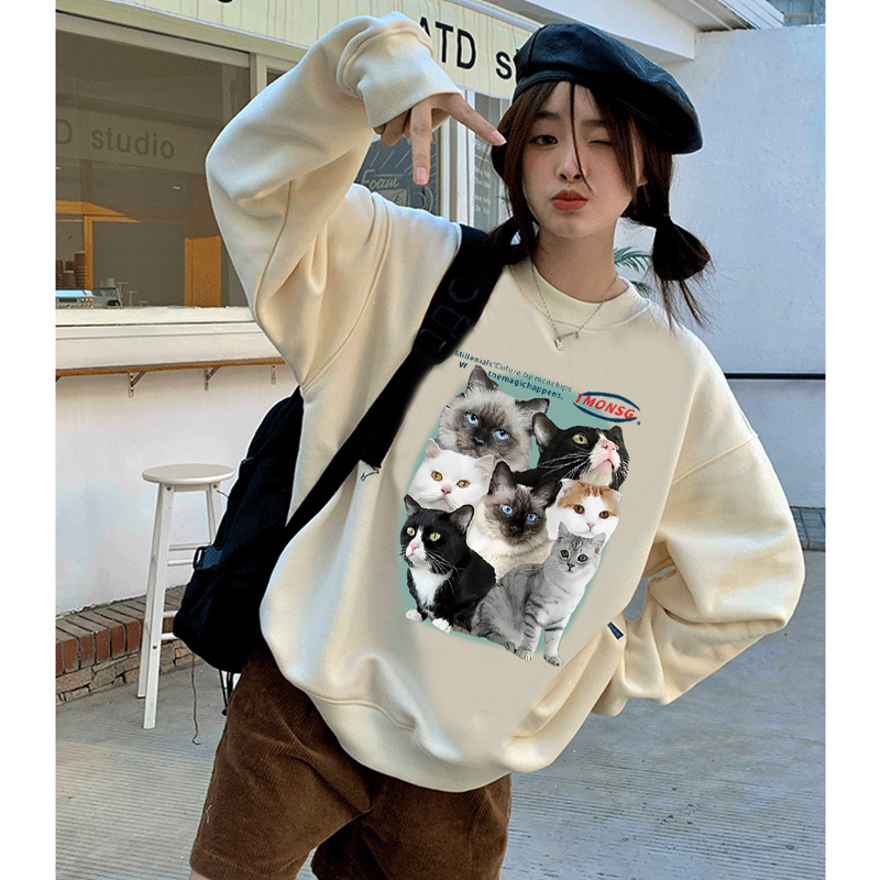 Sweater Oversize Cute Cat Unisex Sweater Oversize Korean Style/sweteer wanita