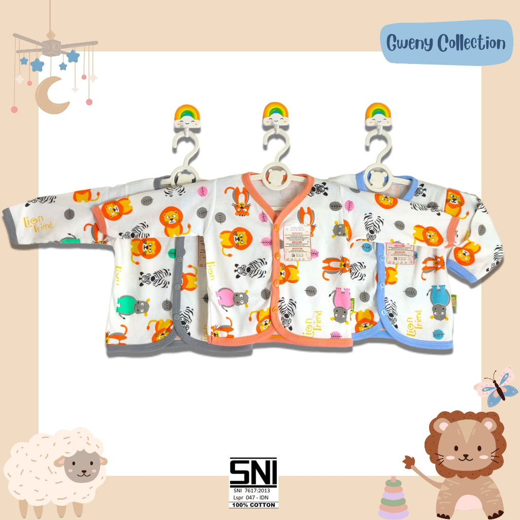 Atasan Baju Bayi / Atasan Baju anak Motif Lion Friends Baby Glow