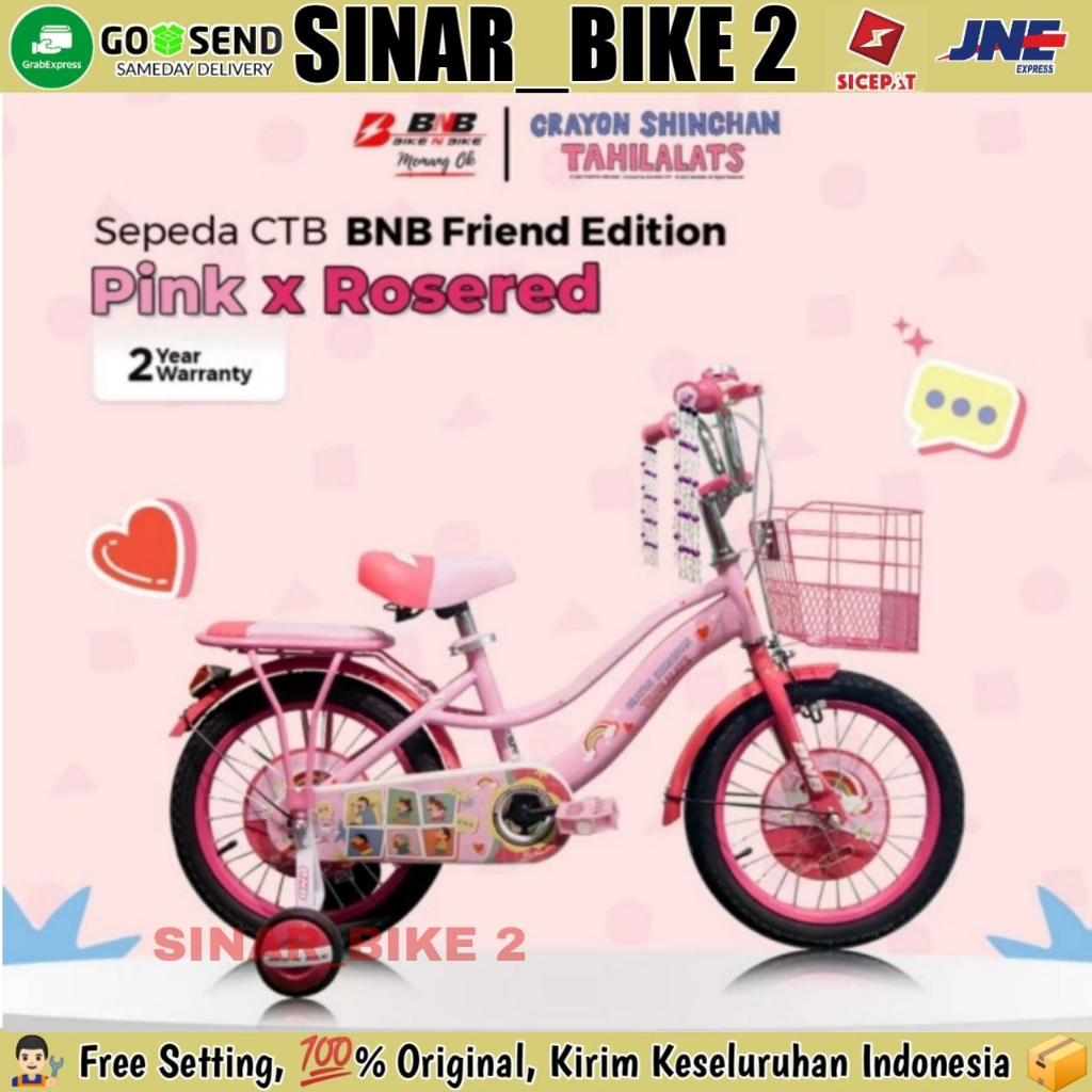 Sepeda Keranjang  Anak City Bike BNB Friends Ukuran 16 Inch - Shinchan x Tahilalats