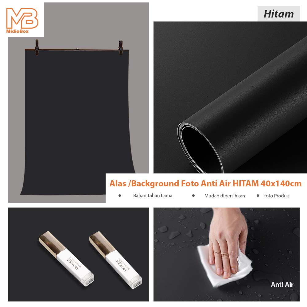 Midio Mini Photo Studio Background Hitam 40x140cm