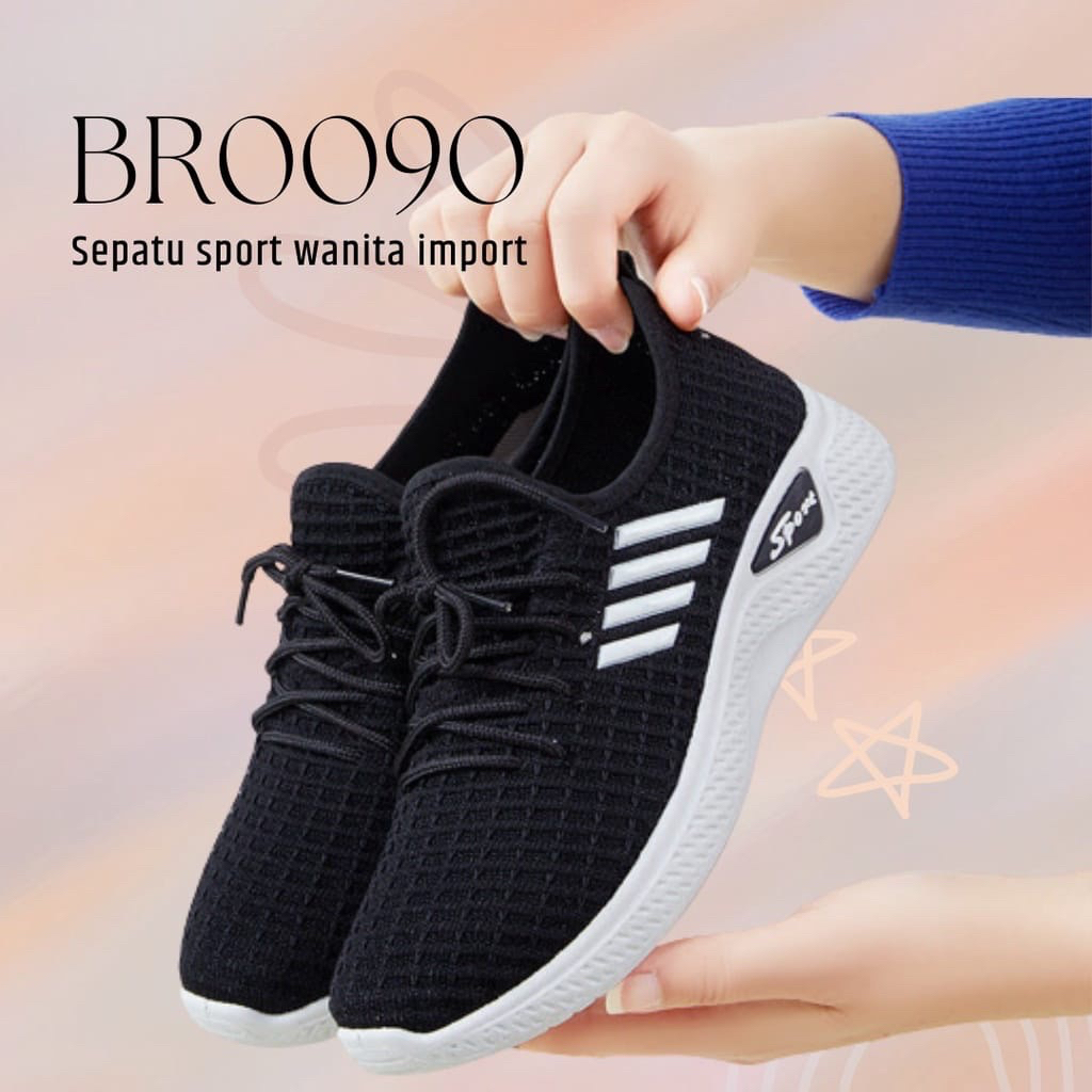 GROSIRTAS LV0090 Sepatu Sneakers Wanita Import Sepatu Sport Wanita Rajut Sepatu Fashion Wanita Korea Motif Garis