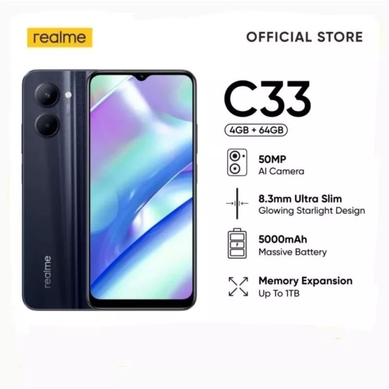 Realme C33 Ram 3/32 4/64 Garansi Resmi 1 thun