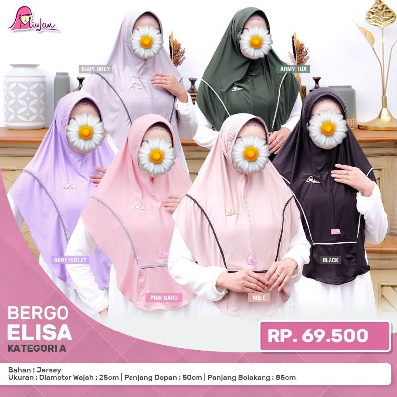 Bergo ELISA MiuLan | Jilbab Instan Hijab Instan Bergo Kerudung Fashion Muslim Wanita
