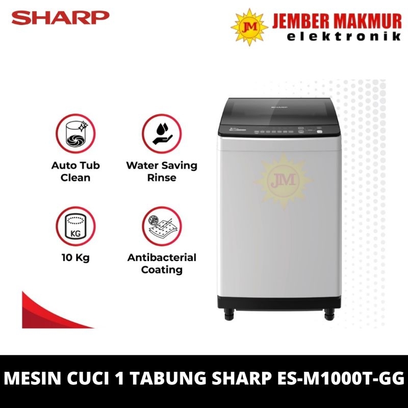 SHARP MESIN CUCI MEGAMOUTH SERIES TOP LOADING ES-M1000T-GG