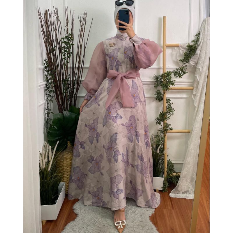 ARETHA DRESS (GAMIS CANTIK MEWAH ORGANZA LEBARAN)