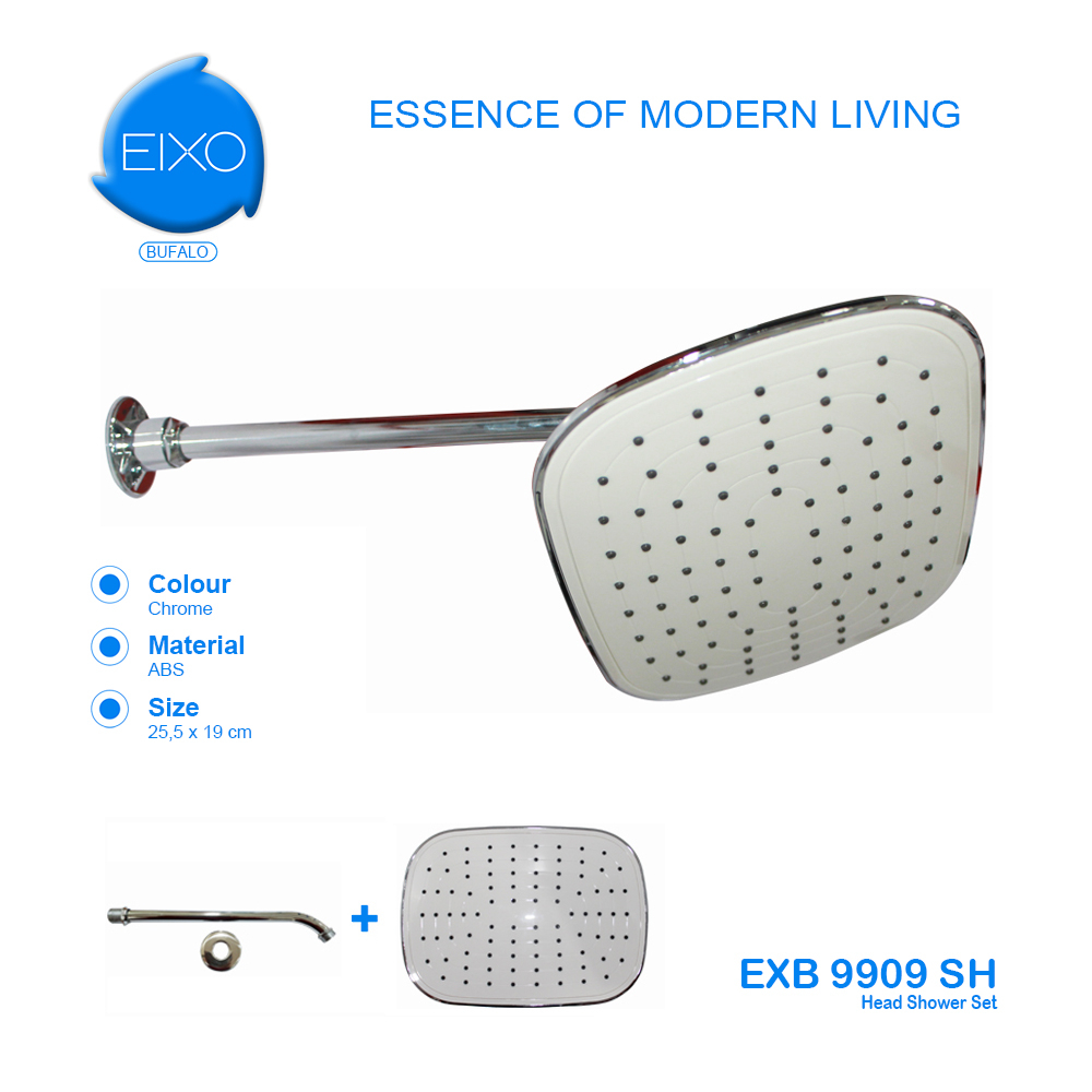 EIXO Head Shower Set White Chrome Kepala Pancuran Mandi Panas Dingin