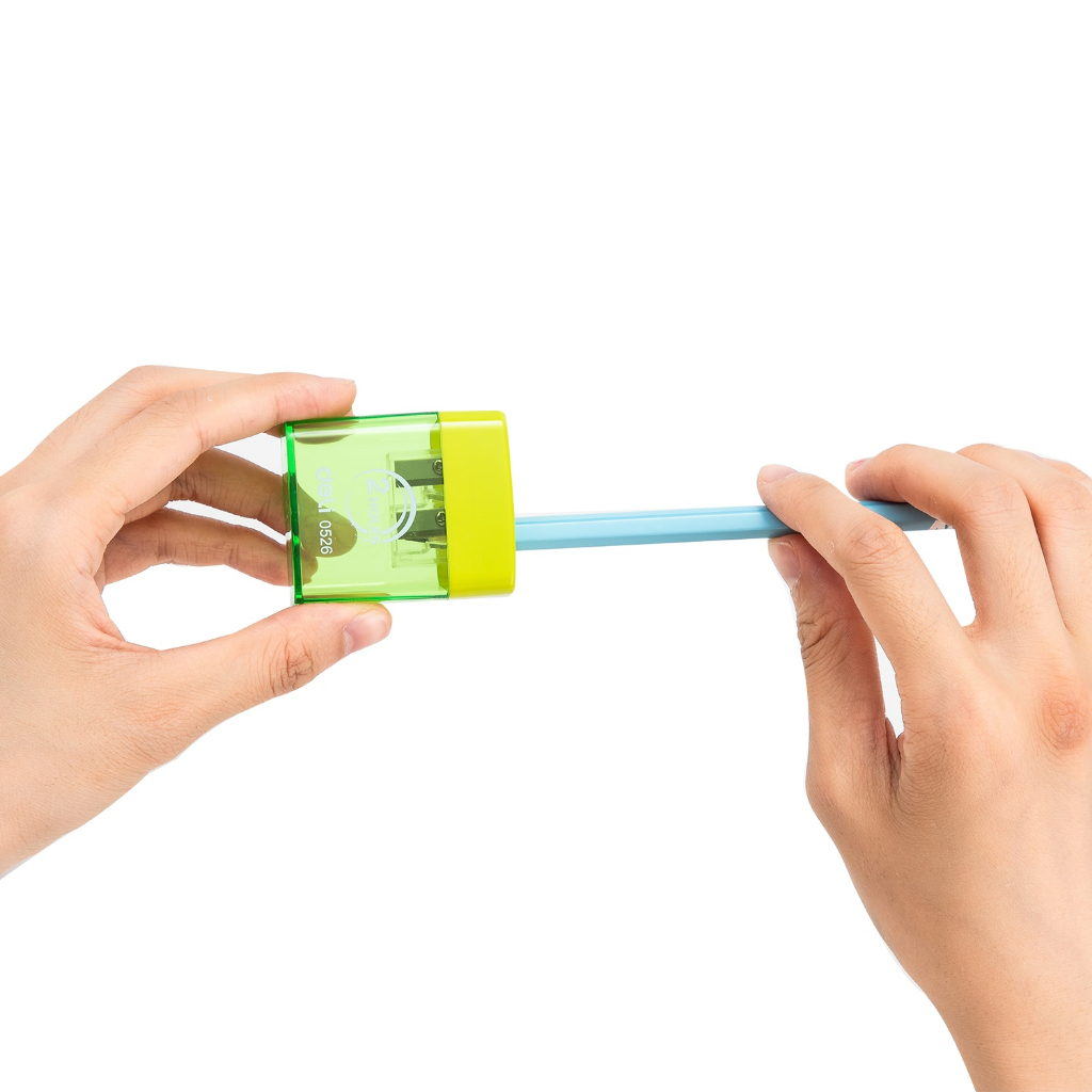 Deli Rautan Desain tabung karbon tembus pandang rautan pensil putar serutan pensil putar serutan rautan pensil Pencil Sharpener E0526