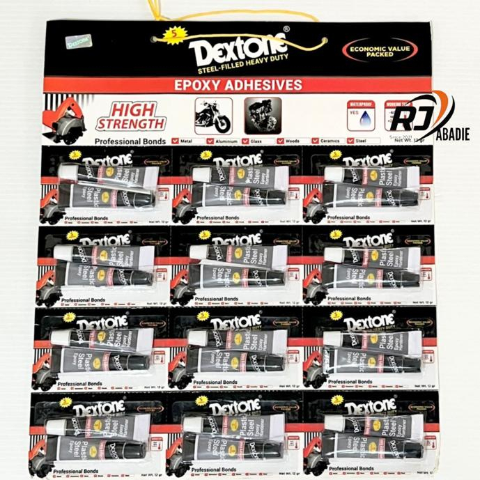 [12PCS] Lem Besi Aluminium Kaca Kayu Keramik Dextone 5 Menit Mini 12gr