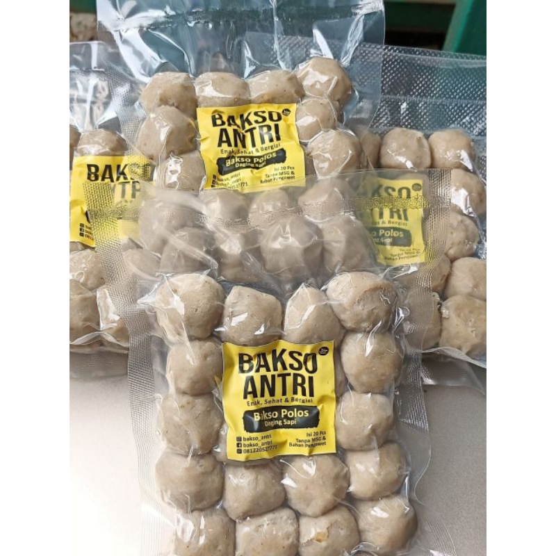 

bakso antri (bakso polos daging sapi tanpa MSG dan bahan pengawet)