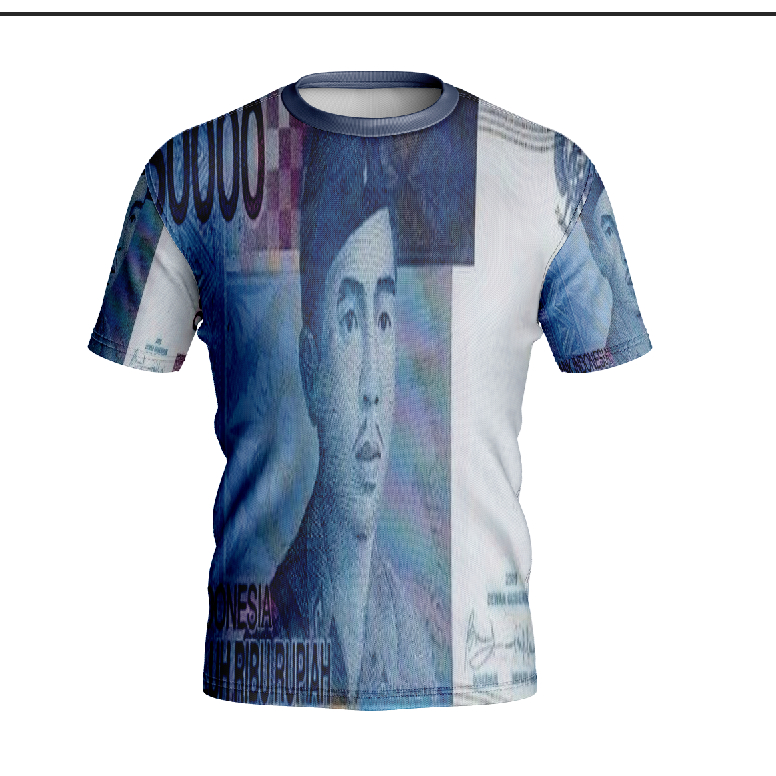 baju kaos uang 10rb baru dan 500 kuno fullprint sublimasi
