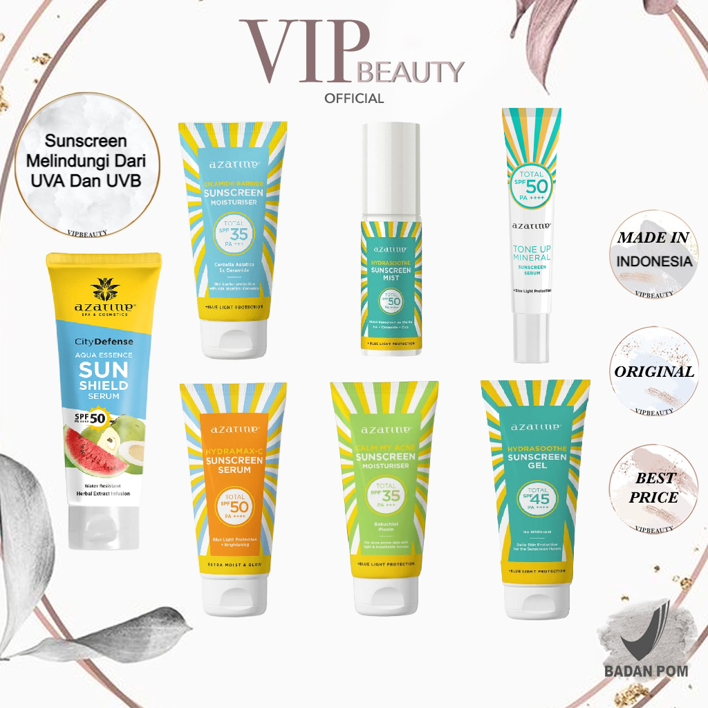 	 Azarine Hydrasoothe Sunscreen Gel SPF45 PA++++ / Mist | Aqua Essence Sun Shield Serum | HydraMax-C Sunscreen Serum | Tone Up Mineral Sunscreen Serum	