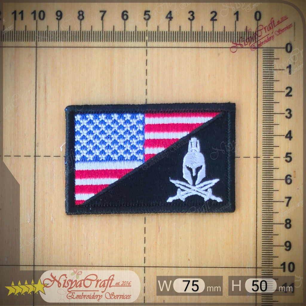 NCEP0108-0481- US Flag Spartan Warrior | Morale | Patch Bordir
