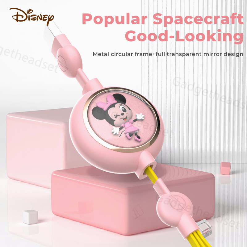 Disney kabel Charger 3 in 1 Mobile Cables Fast Charging Kompatibel 2A Lightning+MicroUSB+Type-C Panjang 80-110CM Dapat Disesuaikan Kabel Pengisian Portabel Untuk IOS/Android IPhone Samsung xiaomi