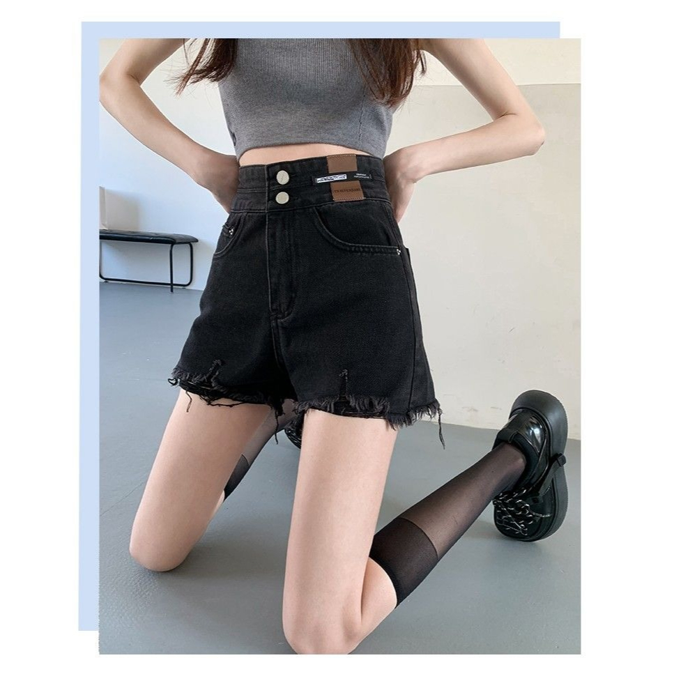 Celana hotpants jeans wanita korea style pendek ripped Short jeans Highwaist denim dewasa xl XXl kekinian 2023