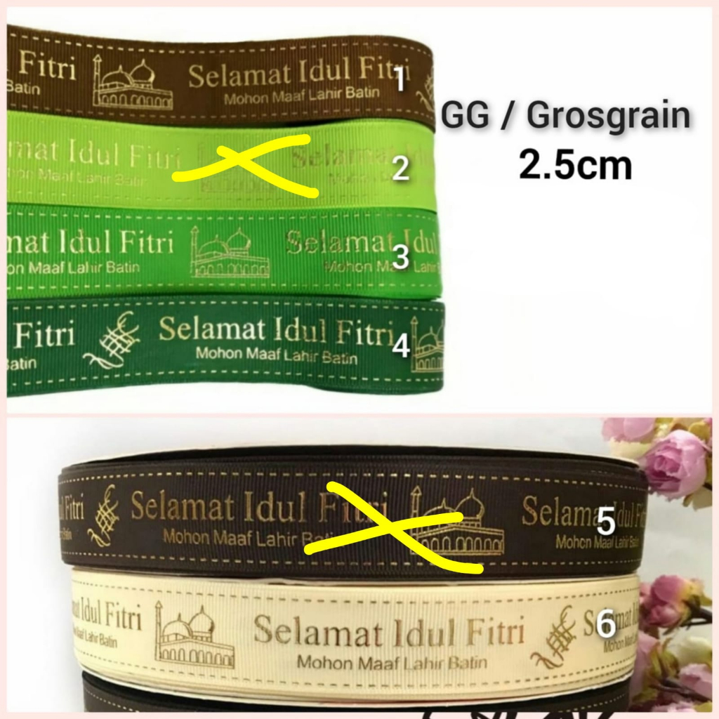 1 ROL ( 20 YARD ) - PITA IDUL FITRI SABLON EMAS / PITA LEBARAN /PITA HAMPERS / PITA HARI RAYA / PITA GROSGRAIN DOUBLE SATIN LEBARAN