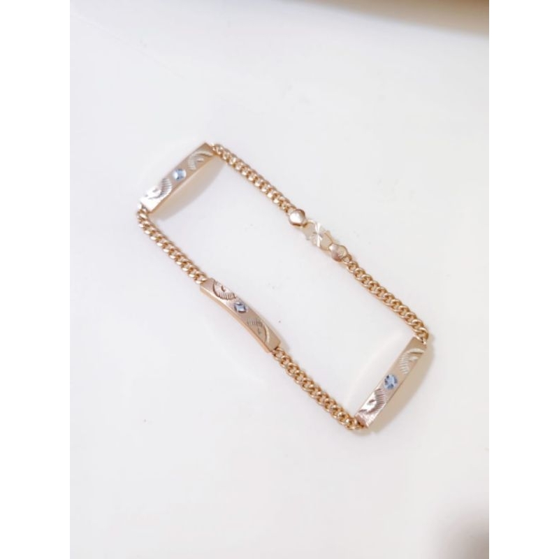 gelang emas rantai 3 plat kadar 375/8k emas asli