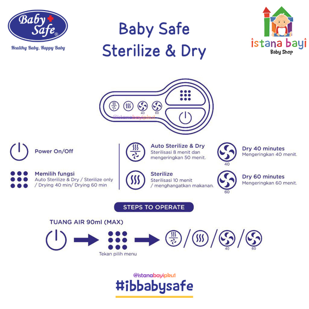 Baby Safe Sterilizer With Drayer STE02 / Alat sterilisasi digital