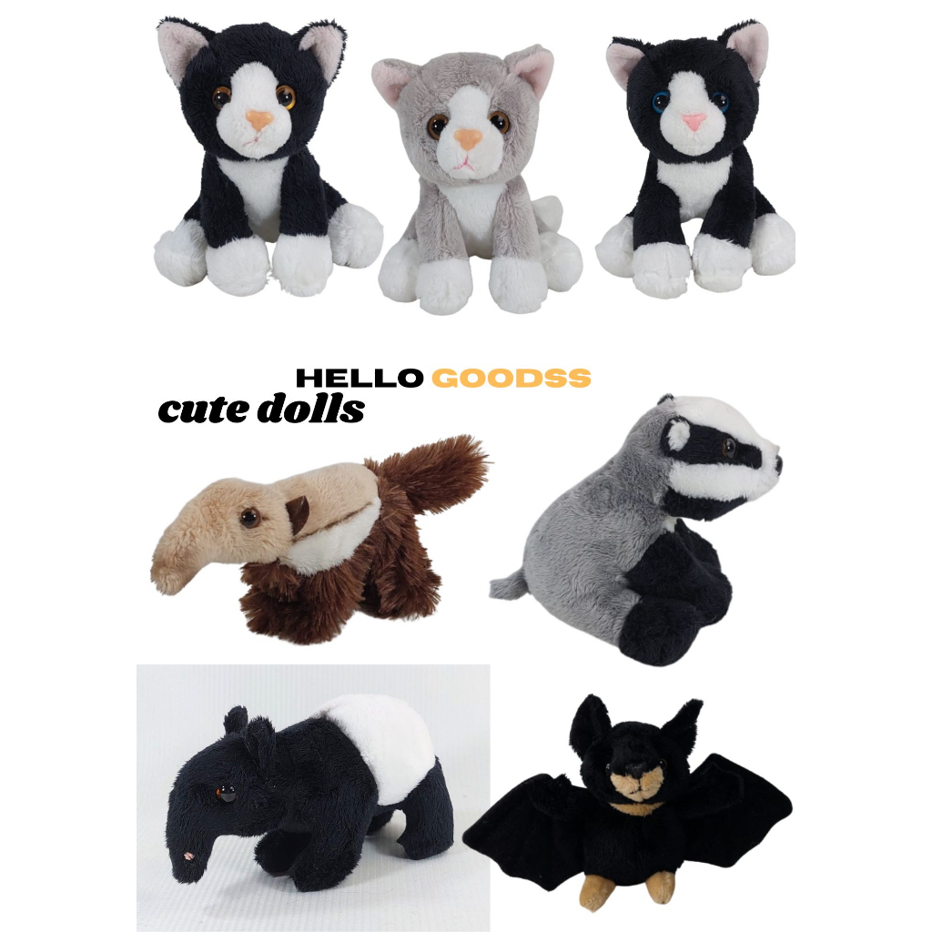 Boneka Kelelawar / Badger / Tapir/ Kucing - Ukuran Xs ( Cocok Untuk Hadiah Mainan Anak ) -Kt