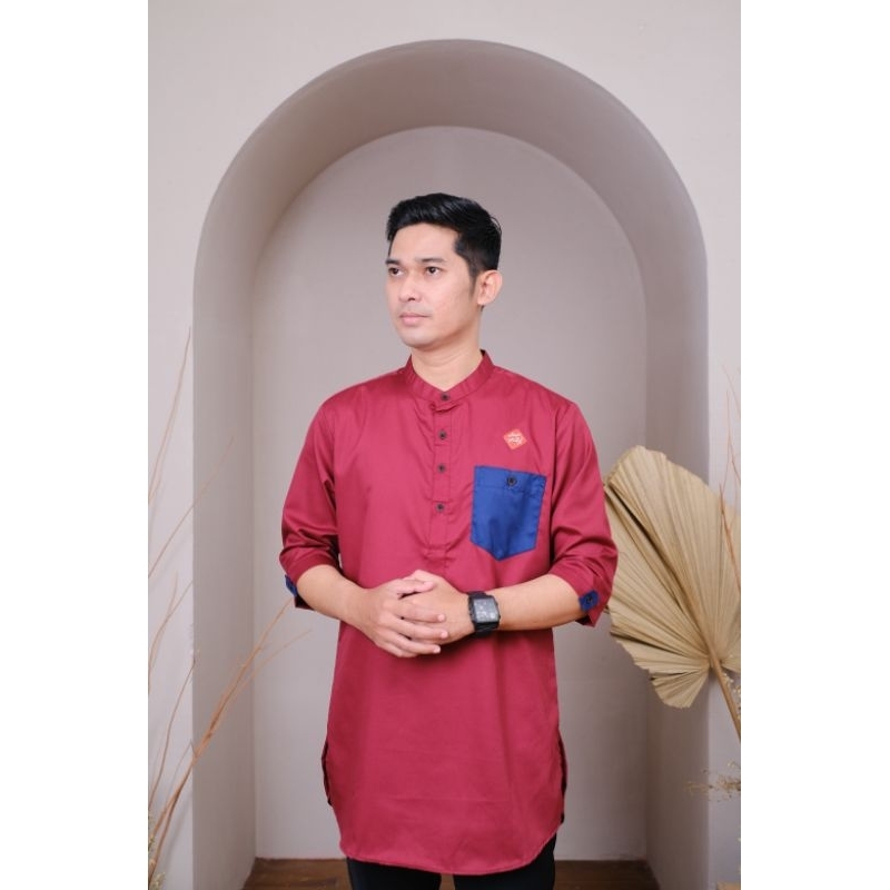 Arqom - Baju Muslim Kurta Pakistan Pria Dewasa Gold Kemeja Koko