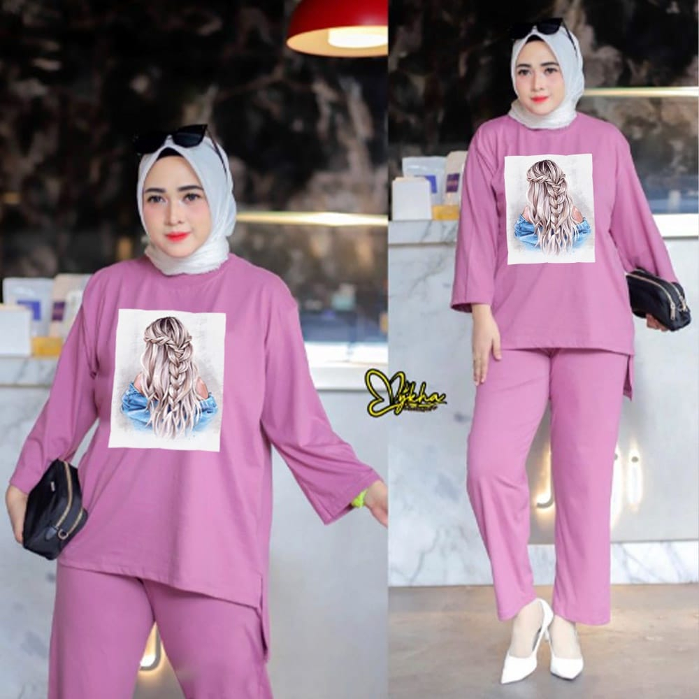 SETELAN TUNIK WANITA HIJAB COLABORATION BAHAN BABYTERY
