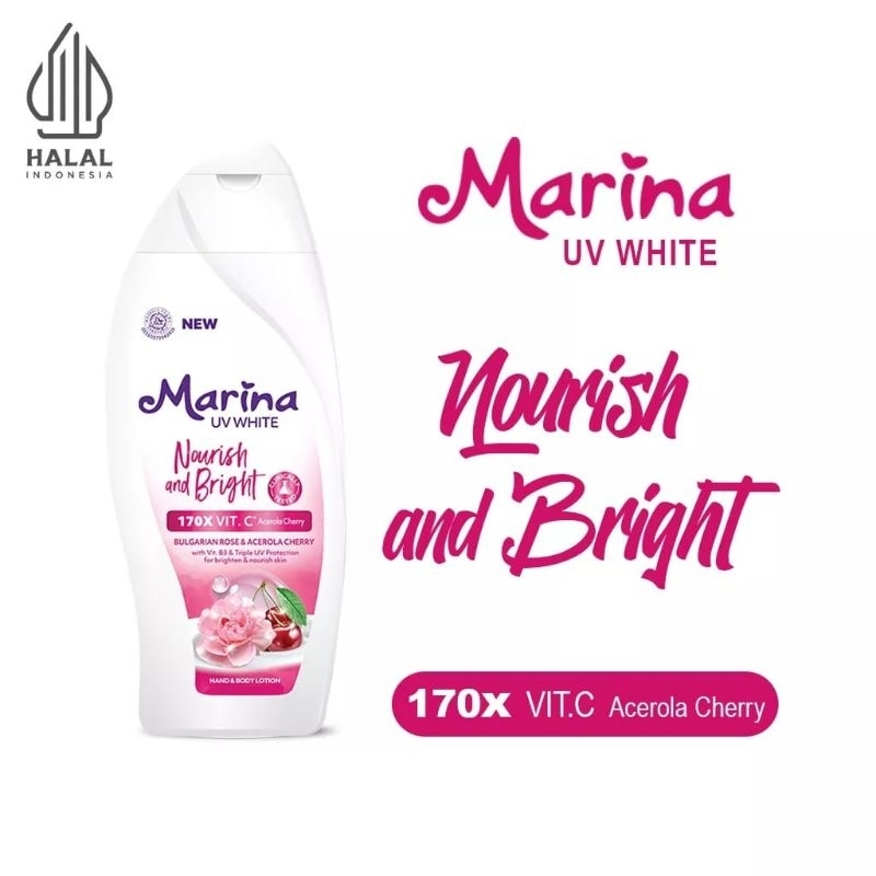 Marina Hand Body Lotion UV White 185ml - Healthy&amp;Glow dan Bright&amp;Fresh