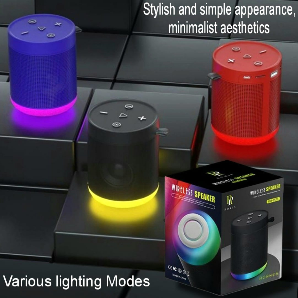 ERRLY Speaker Bluetooth RM-S570 Portable Wireless HIFI Speker S570 LIGHT RGB