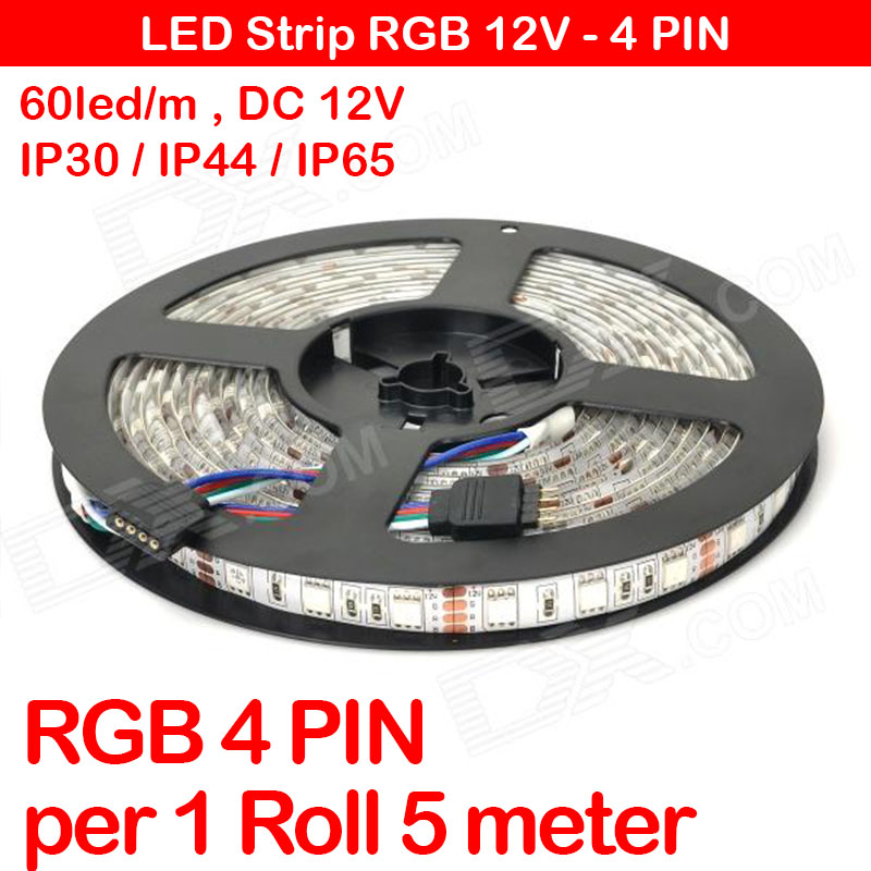 1 Roll 5 meter IP44 LED Strip RGB 5050 12V waterproof 4pin 4 pin 5m m lampu dc rol waterproof