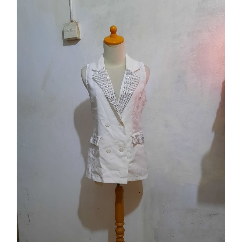 atasan wanita sleeveless / blouse inner wanita kerah blazer