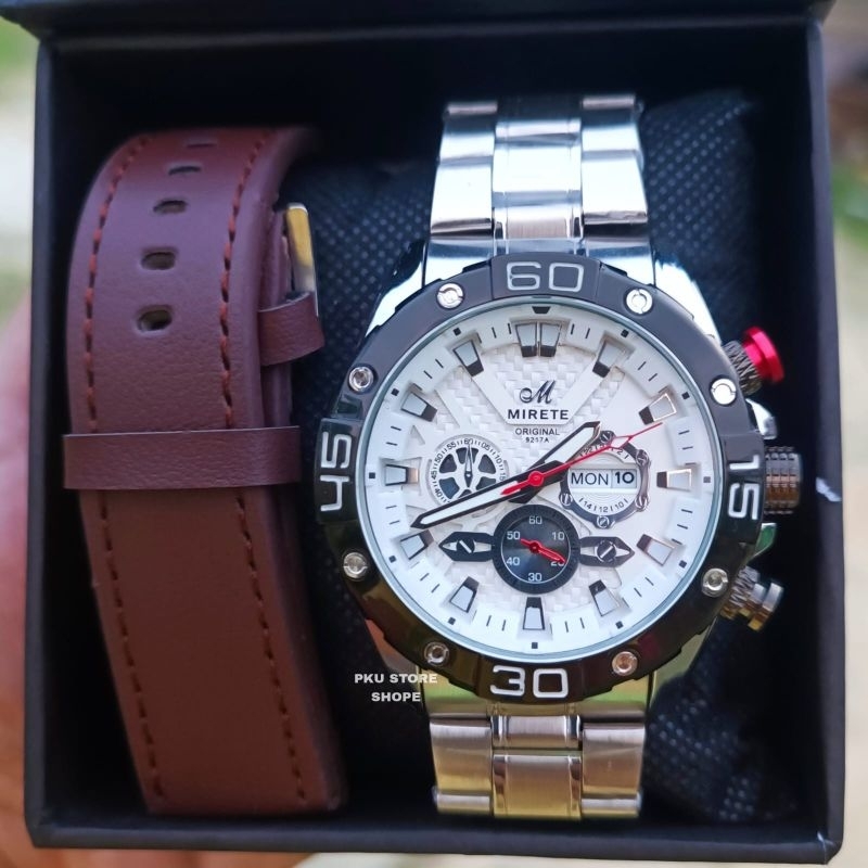 MIRETE WATCH Jam tangan Pria Original Anti air Import Berkualitas Murah Full stainless Steel | Jam Tangan Kasual Pria Analog mewah Elegan Sporty Realpict Ready Stok